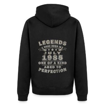 Juli 1985 Retro Geburtstag Geboren im Juli 1985 - Unisex Premium Bio Zip Hoodie - Schwarz - Hinten - Nico (187cm)
