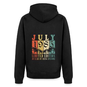 Original juillet 1985 - 40 ans d’être génial - Veste à capuche bio Premium Unisexe - noir - Dos - Nico (187cm)