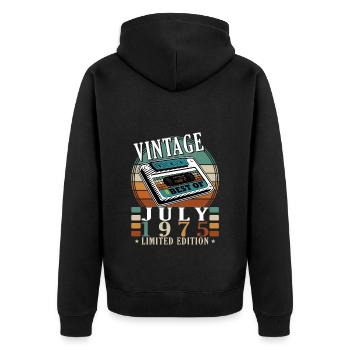 50. Geburtstag Kassette Juli Jahrgang 1975 - Unisex Premium Bio Zip Hoodie - Schwarz - Hinten - Nico (187cm)