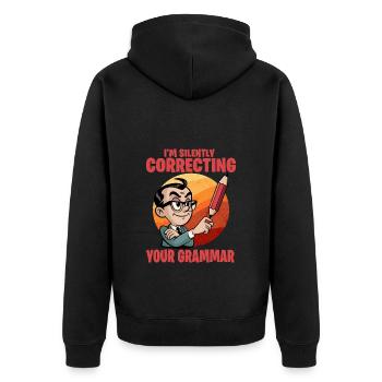 Je corrige silencieusement votre grammaire - Veste à capuche bio Premium Unisexe - noir - Dos - Nico (187cm)
