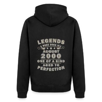 Geburtstag 2000 Jahrgang August Retro Geschenk - Unisex Premium Bio Zip Hoodie - Schwarz - Hinten - Nico (187cm)