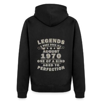Août 1970 Anniversaire Août 1970 Millésime Août - Veste à capuche bio Premium Unisexe - noir - Dos - Nico (187cm)