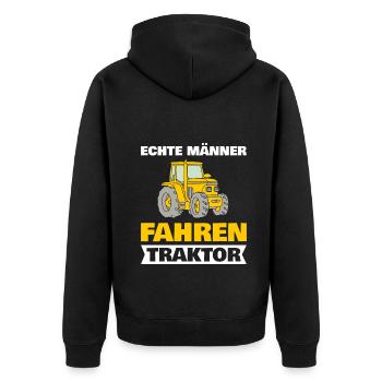 Landwirtschaft Geschenke Landwirte Traktor - Unisex Premium Bio Zip Hoodie - Schwarz - Hinten - Nico (187cm)
