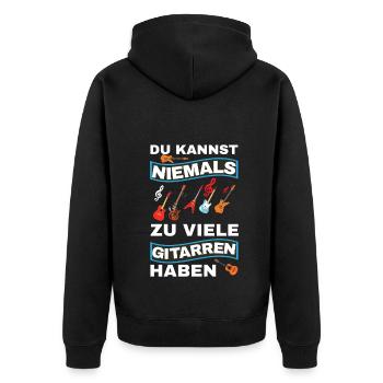 Gitarre Spruch Band Musikinstrument E-Gitarre - Unisex Premium Bio Zip Hoodie - Schwarz - Hinten - Nico (187cm)