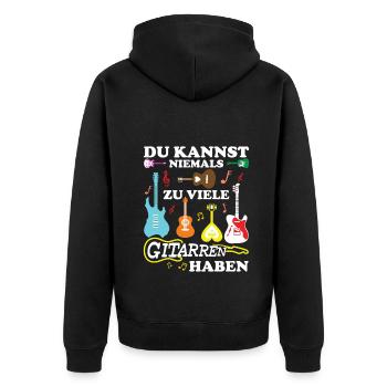 Gitarre Spruch Band Musikinstrument E-Gitarre - Unisex Premium Bio Zip Hoodie - Schwarz - Hinten - Nico (187cm)
