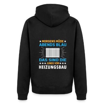Heizungsbauer Heizungsbau Klempner Installateur - Unisex Premium Bio Zip Hoodie - Schwarz - Hinten - Nico (187cm)
