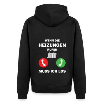 Heizungsbauer Heizungsbau Klempner Installateur - Unisex Premium Bio Zip Hoodie - Schwarz - Hinten - Nico (187cm)