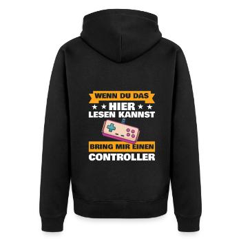 Zocker Gamer Gaming Videospieler Geschenk Spruch - Unisex Premium Bio Zip Hoodie - Schwarz - Hinten - Nico (187cm)