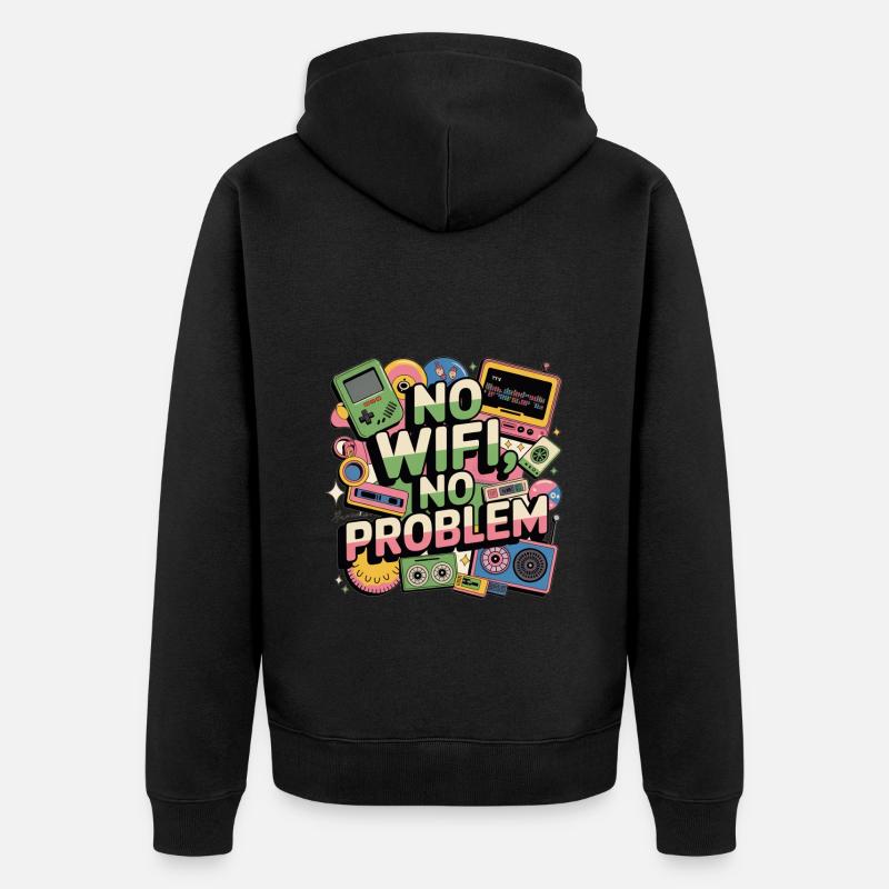 no wifi no problem - Unisex Premium Bio Zip Hoodie - Schwarz
