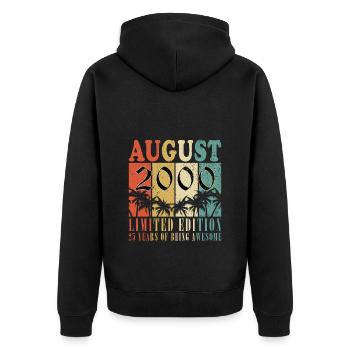 25ème anniversaire cadeau mari Original août 2000 - Veste à capuche bio Premium Unisexe - noir - Dos - Nico (187cm)