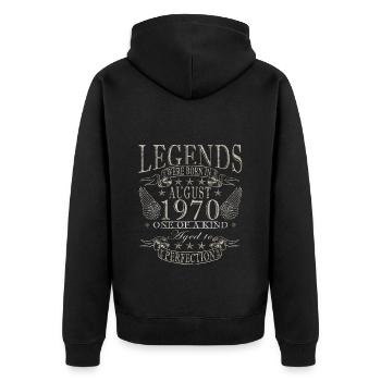 Août 1970 Anniversaire Août 1970 Millésime Août - Veste à capuche bio Premium Unisexe - noir - Dos - Nico (187cm)