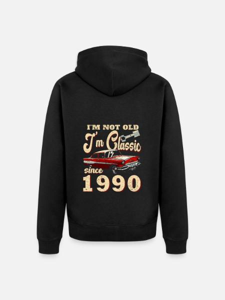 Né en 1990 - Veste à capuche bio Premium Unisexe - noir