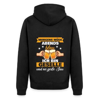Geselle Facharbeiter Azubi Prüfung - Unisex Premium Bio Zip Hoodie - Schwarz - Hinten - Nico (187cm)