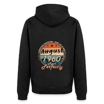 Août 1960 Rétro Août 1960 Août 1960 Jubilé - Veste à capuche bio Premium Unisexe - noir - Dos - Nico (187cm)