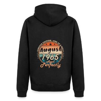 August 1965 Birthday August 1965 Vintage August - Unisex Premium Organic Zip Hoodie - black - Back - Nico (187cm)