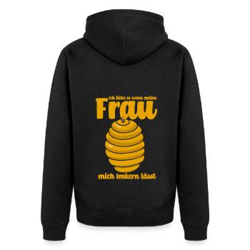 Imker Bienenzüchter Spruch Bienenliebhaber Imkerei - Unisex Premium Bio Zip Hoodie - Schwarz - Hinten - Nico (187cm)