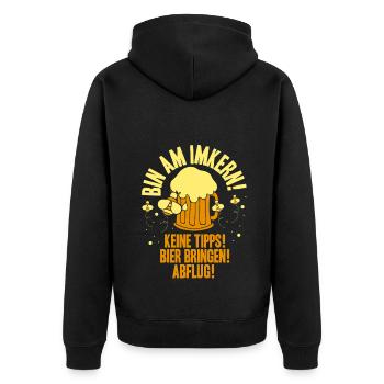 Lustige Imker Geschenke Hobbyimker Imkerei Biene - Unisex Premium Bio Zip Hoodie - Schwarz - Hinten - Nico (187cm)