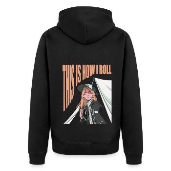 Anime Manga Otaku Kawaii Japan Cosplay Comic - Unisex Premium Bio Zip Hoodie - Schwarz - Hinten - Nico (187cm)