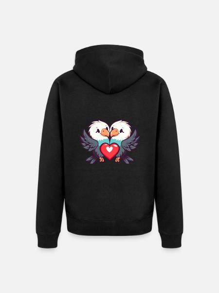 Adler Comic Paar Liebe - Unisex Premium Bio Zip Hoodie - Schwarz
