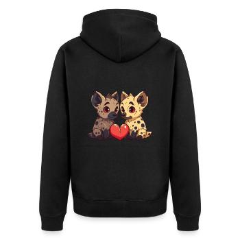 Couple de hyènes amoureux Animal Saint-Valentin - Veste à capuche bio Premium Unisexe - noir - Dos - Nico (187cm)