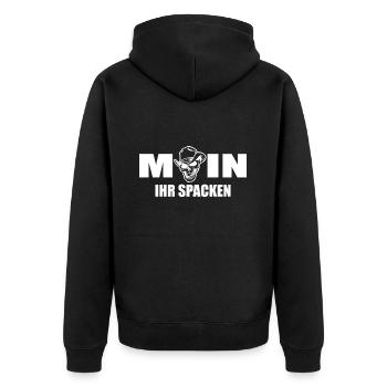Moin - Unisex Premium Bio Zip Hoodie - Schwarz - Hinten - Nico (187cm)