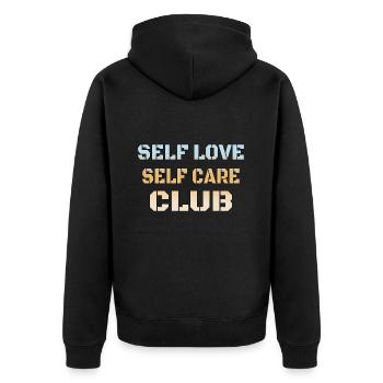 Self-love affirmations - Unisex Premium Organic Zip Hoodie - black - Back - Nico (187cm)