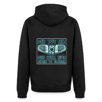 6 Zylinder Tuner Tuning V6 - Unisex Premium Bio Zip Hoodie - Schwarz - Hinten - Nico (187cm)