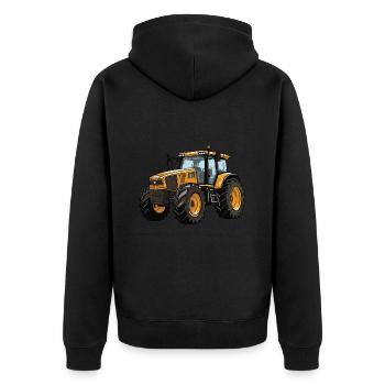Traktor Farmer Symbol - Unisex Premium Bio Zip Hoodie - Schwarz - Hinten - Nico (187cm)