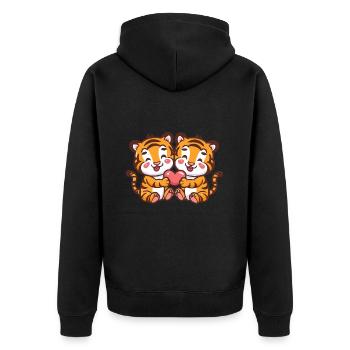 Tigre Bande Dessinée Couple Amour - Veste à capuche bio Premium Unisexe - noir - Dos - Nico (187cm)
