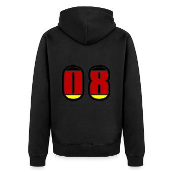 8 Nummer Deutschland Trikot - Unisex Premium Bio Zip Hoodie - Schwarz - Hinten - Nico (187cm)