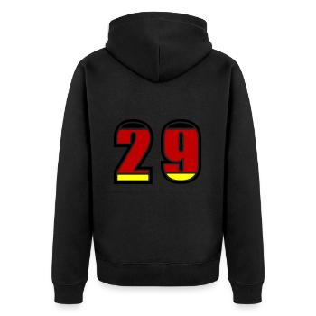 29 Nummer Deutschland Trikot - Unisex Premium Bio Zip Hoodie - Schwarz - Hinten - Nico (187cm)