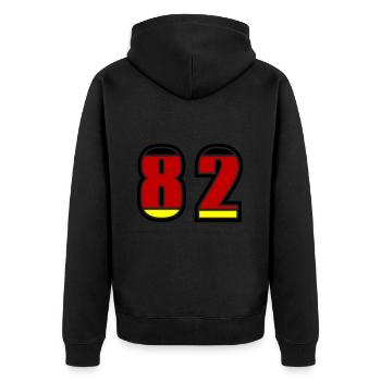 82 Nummer Deutschland Trikot - Unisex Premium Bio Zip Hoodie - Schwarz - Hinten - Nico (187cm)