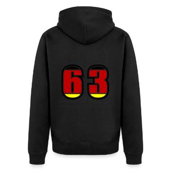 63 Number Germany Jersey - Unisex Premium Organic Zip Hoodie - black - Back - Nico (187cm)