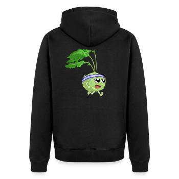 Fitness Kohlrabi - Unisex Premium Bio Zip Hoodie - Schwarz - Hinten - Nico (187cm)