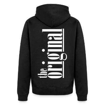 the original zusammen remix vater/sohn partnerlook - Unisex Premium Bio Zip Hoodie - Schwarz - Hinten - Nico (187cm)