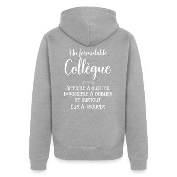 Collegue formidable départ idée cadeau - Veste à capuche bio Premium Unisexe - gris chiné - Dos - Nico (187cm)
