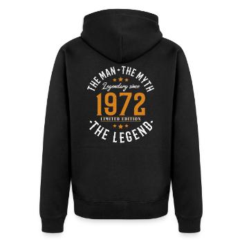 1972 Man Myth Legend Birthday Gift - Unisex Premium Organic Zip Hoodie - black - Back - Nico (187cm)