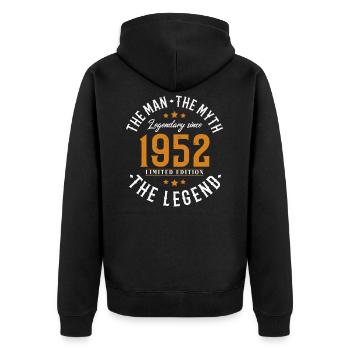 1952 Man Myth Legend Birthday Gift - Unisex Premium Organic Zip Hoodie - black - Back - Nico (187cm)
