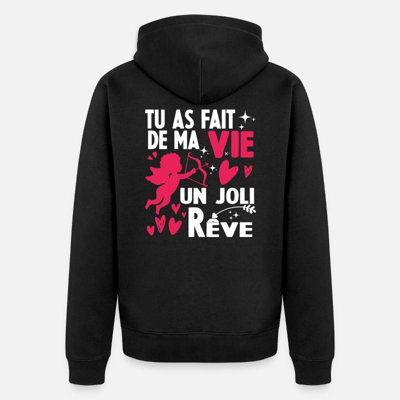 Couple Amoureux Saint Valentin - Veste à capuche bio Premium Unisexe - noir