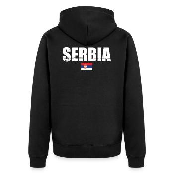 Serbie Vintage Drapeau serbe Serbie - Veste à capuche bio Premium Unisexe - noir - Dos - Nico (187cm)