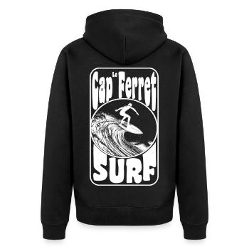 CAP FERET - Unisex Premium Bio Zip Hoodie - Schwarz - Hinten - Nico (187cm)