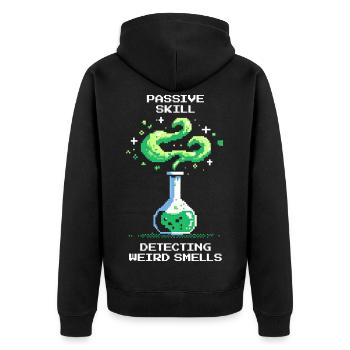 Passive skill: detecting strange smells | Chemistry - Unisex Premium Organic Zip Hoodie - black - Back - Nico (187cm)