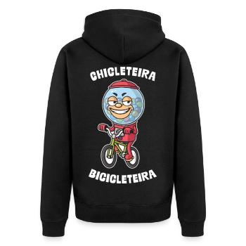 Chicleteira Bicicleteira Italienische Brainrot - Unisex Premium Bio Zip Hoodie - Schwarz - Hinten - Nico (187cm)