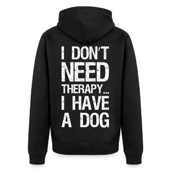 I don't need therapy I have a dog - Unisex Premium Bio Zip Hoodie - Schwarz - Hinten - Nico (187cm)