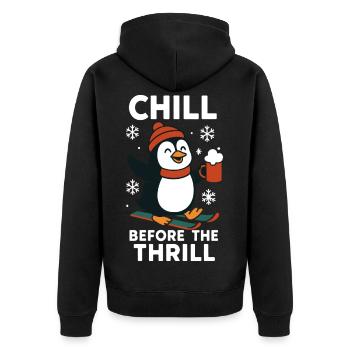Chillen Sie vor dem Nervenkitzel Pinguin Schnee Weihnachtsspaß - Unisex Premium Bio Zip Hoodie - Schwarz - Hinten - Nico (187cm)