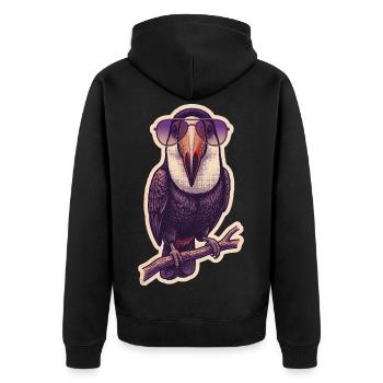 Toucan fou avec des lunettes de soleil - Veste à capuche bio Premium Unisexe - noir - Dos - Nico (187cm)