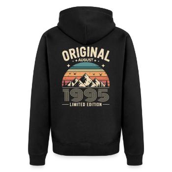 August 1995 – Legend of the Peaks and Mountains - Unisex Premium Organic Zip Hoodie - black - Back - Nico (187cm)