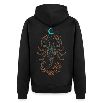 Scorpio Zodiac Sign – Mystical Symbol - Unisex Premium Organic Zip Hoodie - black - Back - Nico (187cm)