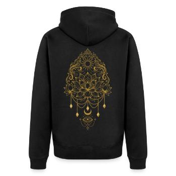 Spiritualité Fleur de Lotus Symbole de Géométrie Sacrée - Veste à capuche bio Premium Unisexe - noir - Dos - Nico (187cm)