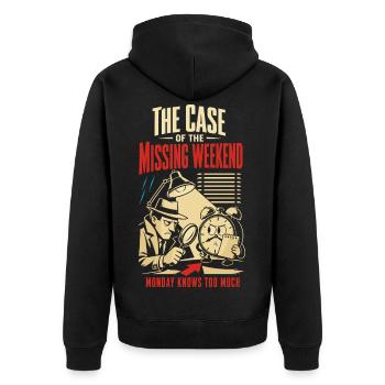 The Case of the Disappeared Weekend - Unisex Premium Organic Zip Hoodie - black - Back - Nico (187cm)